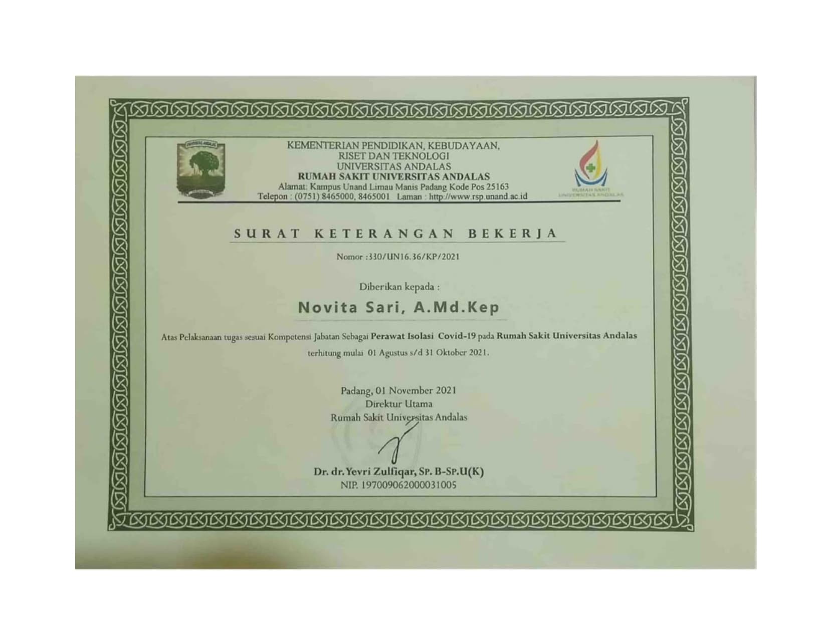surat keterangan bekerja